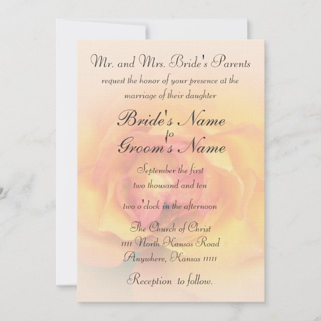 Invitation Rose avec Mariage de verse (Devant)