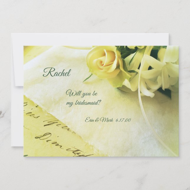 Invitation Rose avec ruban sur l'ancienne écriture (Devant)