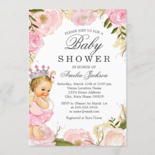 Invitation Rose Baby Princess C'est une fille Baby shower Inv