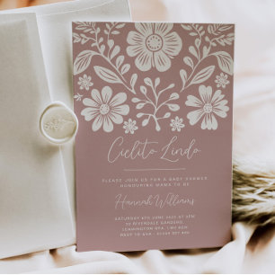 Invitation rose Baby shower Cielito Lindo