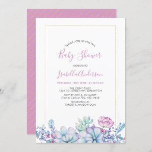 Invitation Rose   Baby shower d'été Tropical Succulents
