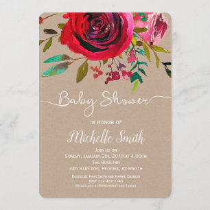 Invitation Rose Baby shower, invitation pour bébés