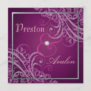 Invitation rose baroque exquise de rouleau