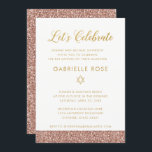 Invitation Rose Bat mitzvah rose Gold Parties scintillant réc<br><div class="desc">Parties scintillant d'or rose moderne et minimaliste et Bat mitzvah d'or invitation à la réception. L'oeuvre est des images imprimées à plat,  PAS de la parties scintillant réelle ou du papier doré. Consultez la boutique de zazzle en papier pour coordonner les cartes d'encart et les objets de décoration.</div>