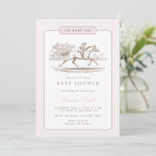 Invitation Rose Bébé Va Baby Go Derby Baby Shower Élégant Cla