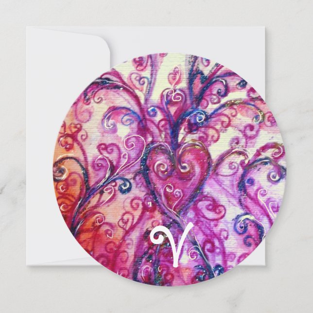 Invitation ROSE BLANC FANCY HEART FLOUILLE MONogramme Floral (Devant)