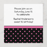 Invitation rose blanc noir de partie de pois