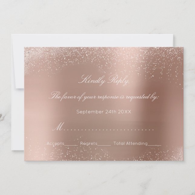 Invitation Rose Blanc Personnalisé RSVP Delicate Mariage Mari (Devant)