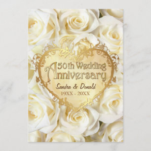 Invitation Rose blanche 50e anniversaire de Mariage