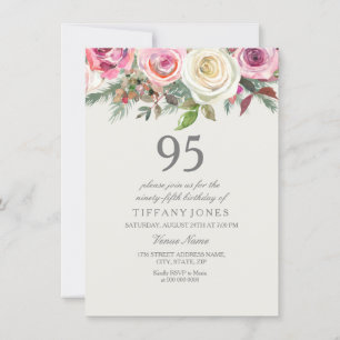 Invitation Rose blanche 95e 96e 97e 98e 99e anniversaire