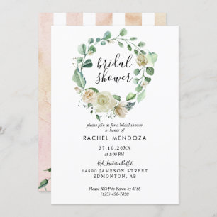 Invitation Rose blanche Aquarelle de couronne Elegant Romance