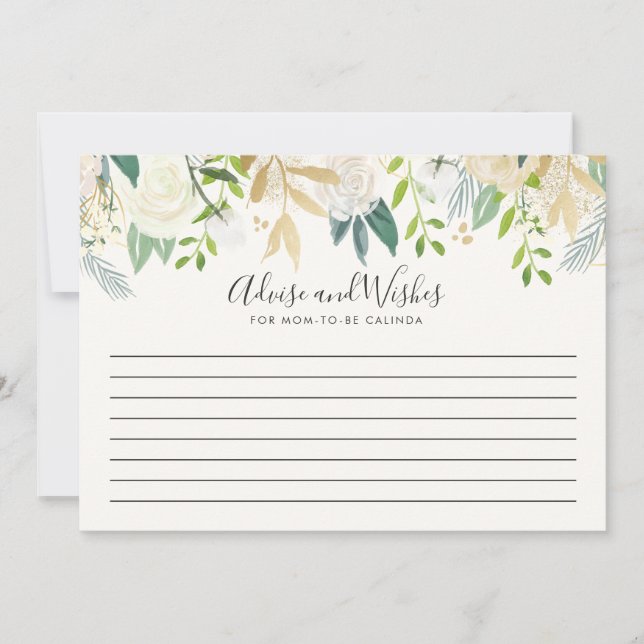 Invitation Rose blanche | Baby shower | conseils et souhaits (Devant)