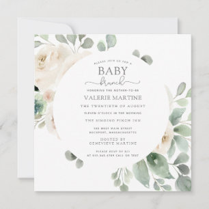 Invitation Rose blanche Botanical Baby Brunch