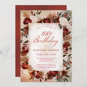 Invitation Rose blanche Bourgogne Chute Florale 100e annivers