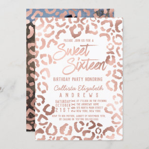 Invitation Rose blanche Cheetah Leopard Sweet 16 Photo
