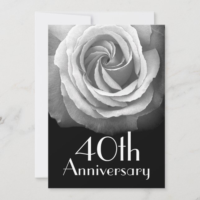 Invitation Rose blanche d'argent du 40e anniversaire (Devant)