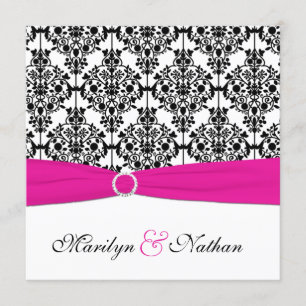 Invitation rose, blanche, et noire 2 de mariage