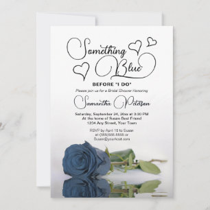 Invitation Rose bleu acier Quelque chose Fête des mariées ble