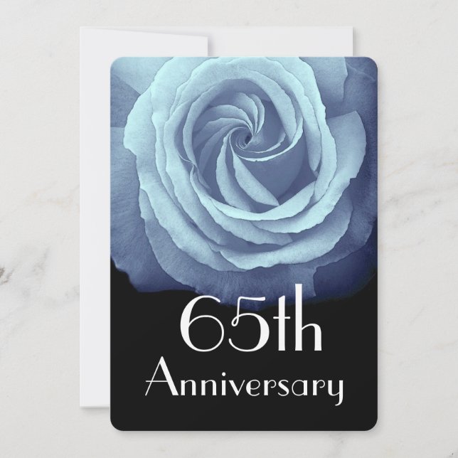 Invitation Rose bleu ciel 65e anniversaire de mariage A05 (Devant)