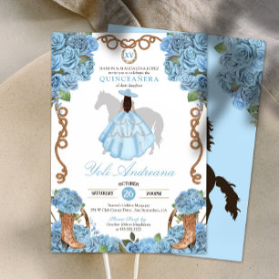 Invitation Rose bleu clair Bottes Charro Vestidos Quinceanera