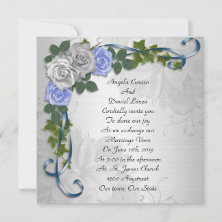 Invitation Rose bleu élégant