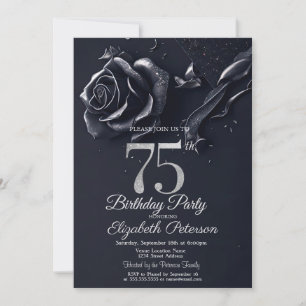 Invitation Rose Bleu foncé Gothique 75e Anniversaire  