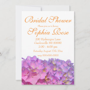 Invitation Rose Blue Hydrangeas élégantes fleurs rose violet