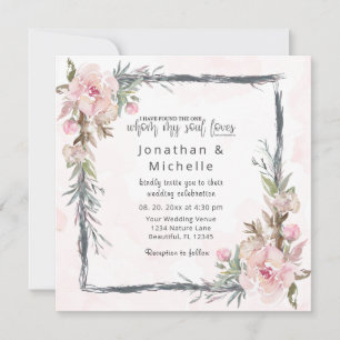 Invitation Rose Blush Floral Russe Frame Christian Mariage