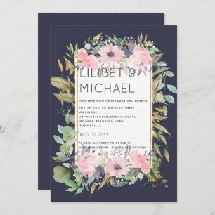 Invitation Rose Blush Floral Sage Mariage