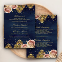 Rose Bohème Rose Motif Islamique Marine Mariage Mu