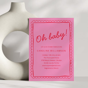 Invitation Rose Bold Rouge Moderne Fantaisiste Baby Shower