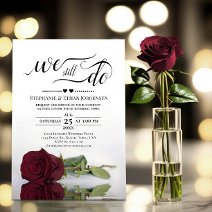 Invitation Rose Bourgogne Nous Faisons Toujours Mariage Vow R