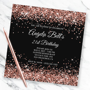 Invitation Rose brillant Parties scintillant or 21e anniversa