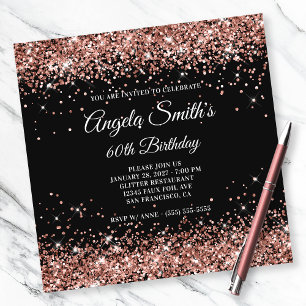 Invitation Rose brillant Parties scintillant or 60e anniversa