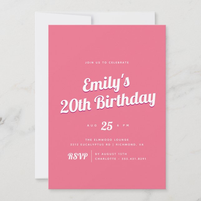 Invitation Rose brun | Fille Retro fête d'anniversaire (Devant)