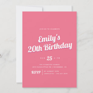Invitation Rose brun Fille Retro fête d'anniversaire