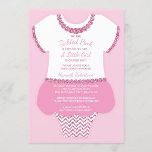 Invitation rose chatouillée de baby shower,