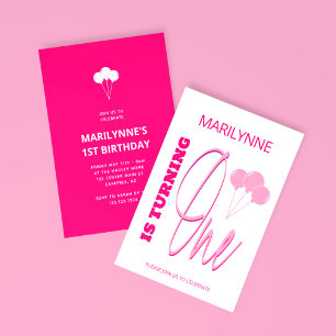 Invitation Rose Chaud 1er Anniversaire Tournant