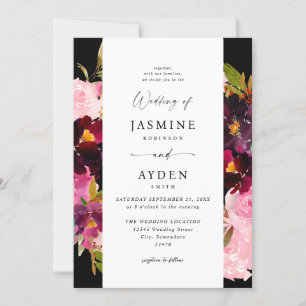 Invitation Rose chaud et blanc rose et violet Mariage V3- noi