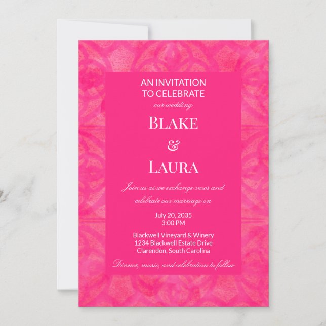 Invitation Rose Chaud Été Clair Batik Sur Mesure (Devant)
