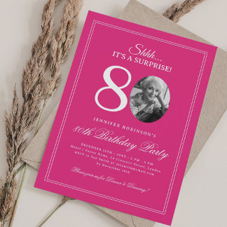 Invitation Rose Chaud | Fête d'anniversaire surprise pour 80