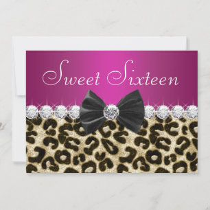 Invitation Rose Chaud Léopard Sweet Seize Ans