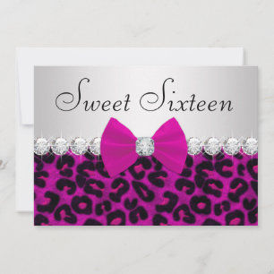 Invitation Rose Chaud Léopard Sweet Seize Ans