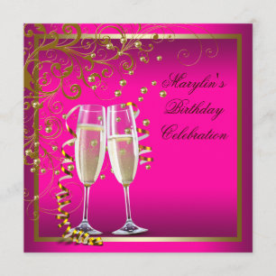 Invitation Rose Chaud Or Femme Rose Chaud Fête D'anniversaire