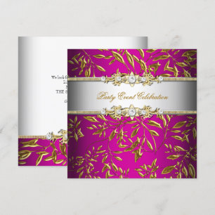 Invitation Rose Chaud Or Relief Regard Élégant Fête