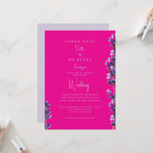 Invitation Rose Chaude & Fleurs De Lavande Mariage Sans Paren