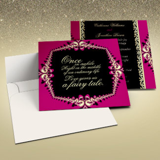 Invitation Rose Chaude Or Noir Lacis Fractal Conte de Fée Spé