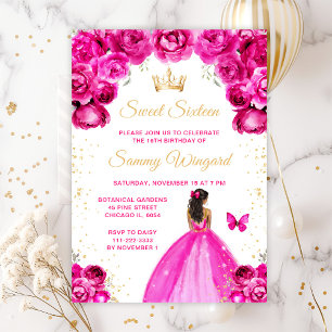 Invitation Rose Chaude Princesse à la Peau Foncée Sweet Sixte