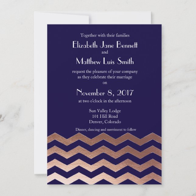 Invitation rose chic bilingue de mariage de (Devant)