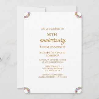 Invitation Rose chic célébration 50e anniversaire mariage